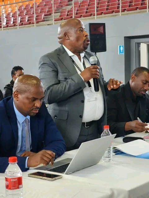 Standing up Free State Water and Sanitation Head Dr Tseliso Ntile.