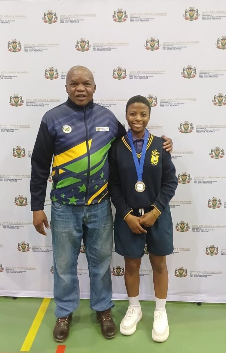 Tsebo Secondary school teacher Tshepiso Senyane and Tsebo SS table tennis star Masabata Motaung