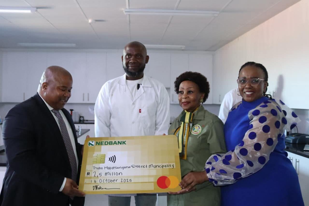 From left MEC of Cogta and land reform and rural development Saki Mokoena, Sam Mashoabathe from TMDM, TMDM Executive Mayor Conny Msibi and TMDM MM Takatso Lebenya.