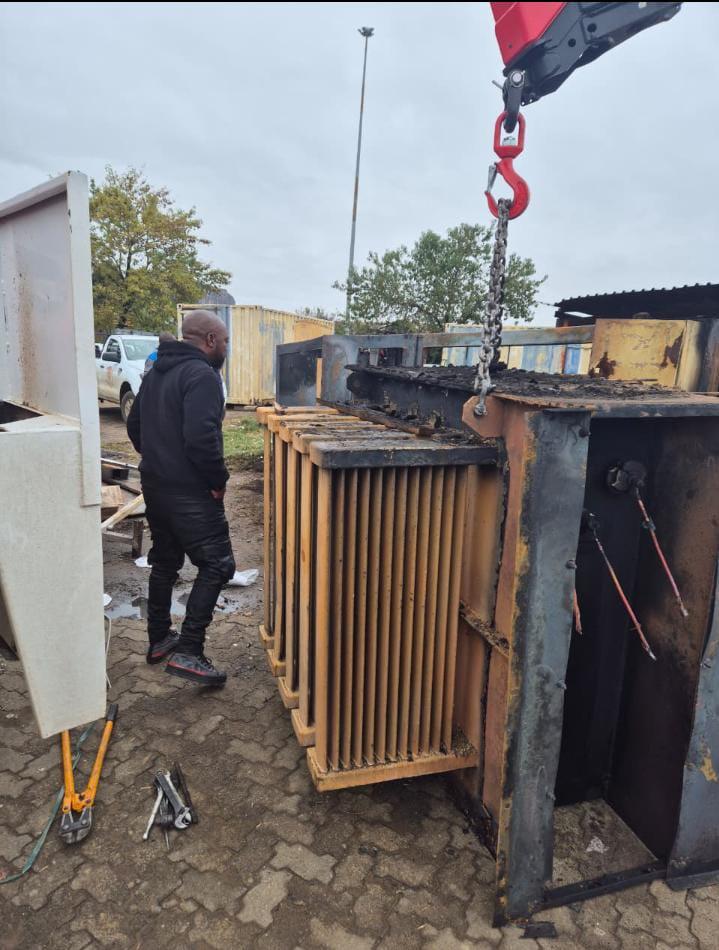 Maluti-a-Phofung Executive Mayor Tumelo Thebe at the site of the vandalised mini-substation in the Industrial Area 1.