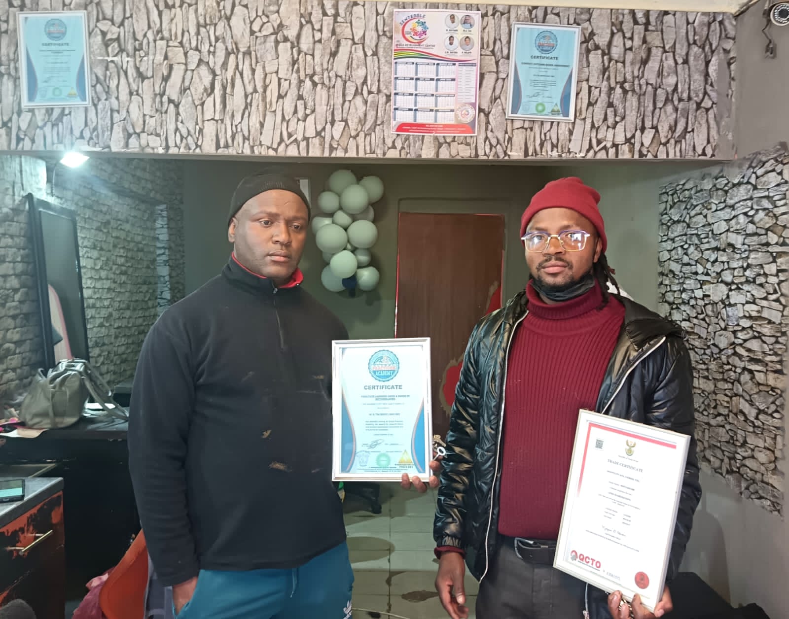 From left to right: Qualified hairdressers in Phuthaditjhaba Moorosi Radebe and Mosweunyana Tiki