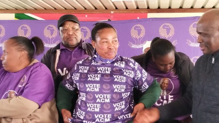 ACM t-shirt,recently resigned Economic Freedom Fighters ( EFF) councillor in the troubled Maluti A Phofung local municipality Sharon Mkhwanazi