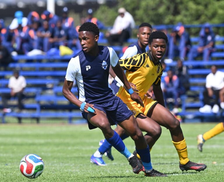 In Photo (supplied by Engen Sports): TenPont FC (blue) against Kaizer Chiefs FC (yellow) in the Engen Champ of Champs