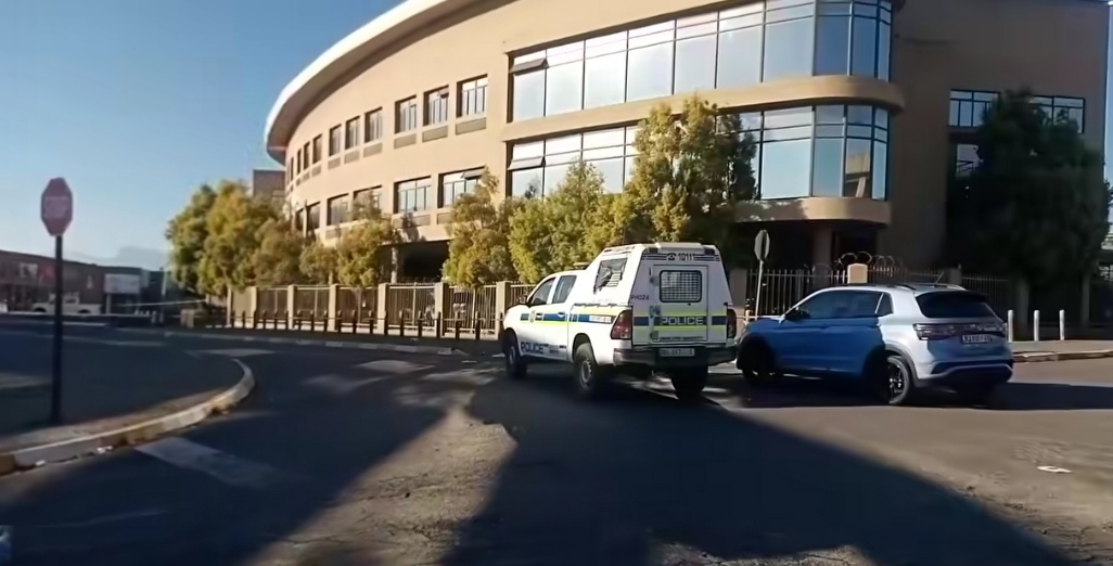 SAPS Police investigation near the scene of the bombed ATM