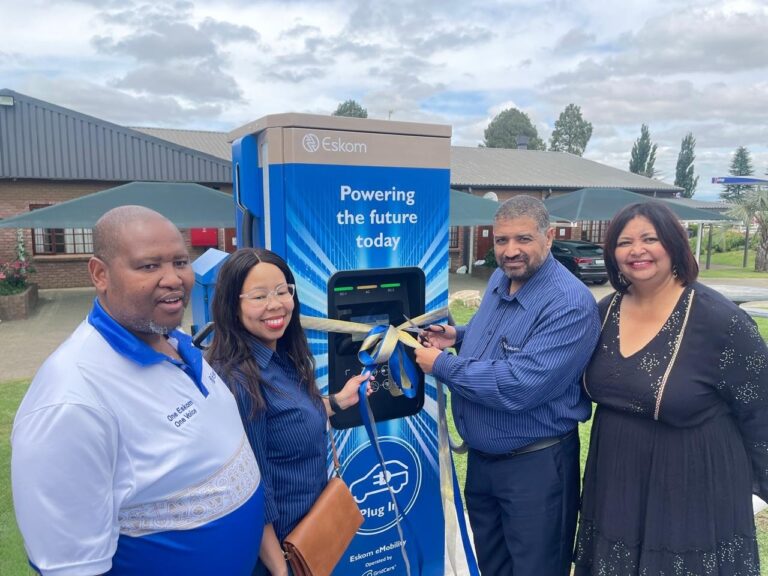 Eskom team at the launch of the electric vehicle charging station at Bergview in Harrismith